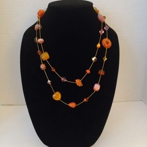 Debby Reid Illusion long necklace multi gem.
